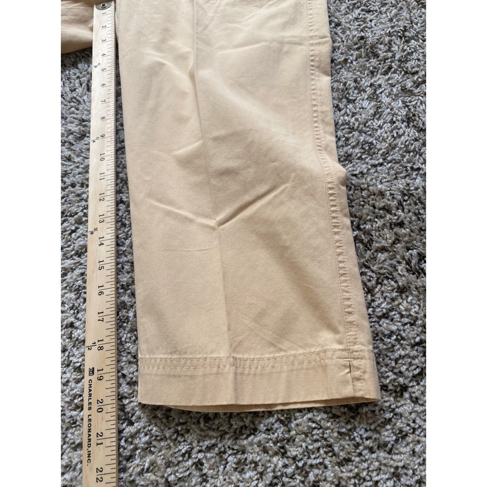 Woolrich Women Tan Yellow Khaki Cropped Wide‎ Leg Utility Cargo Pants Size 10 - Picture 7 of 8